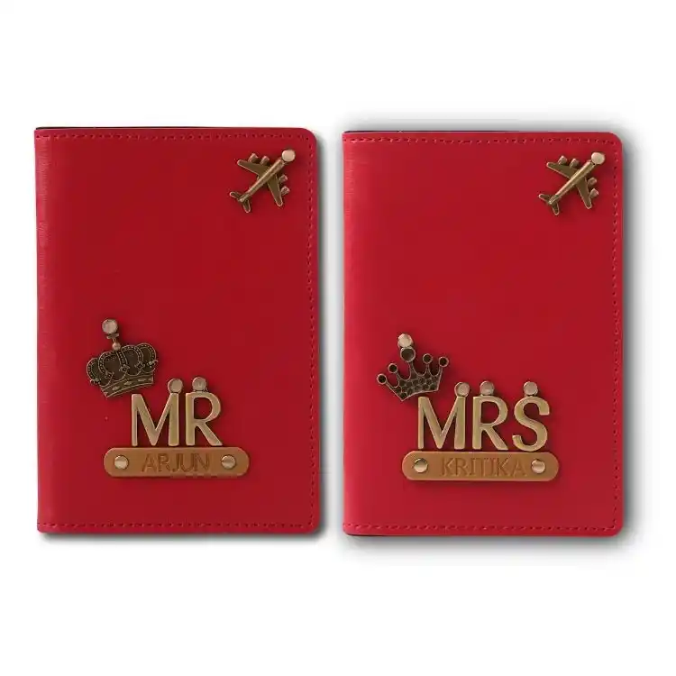Buy Red Personalized Mr and Mrs Passport Cover Online